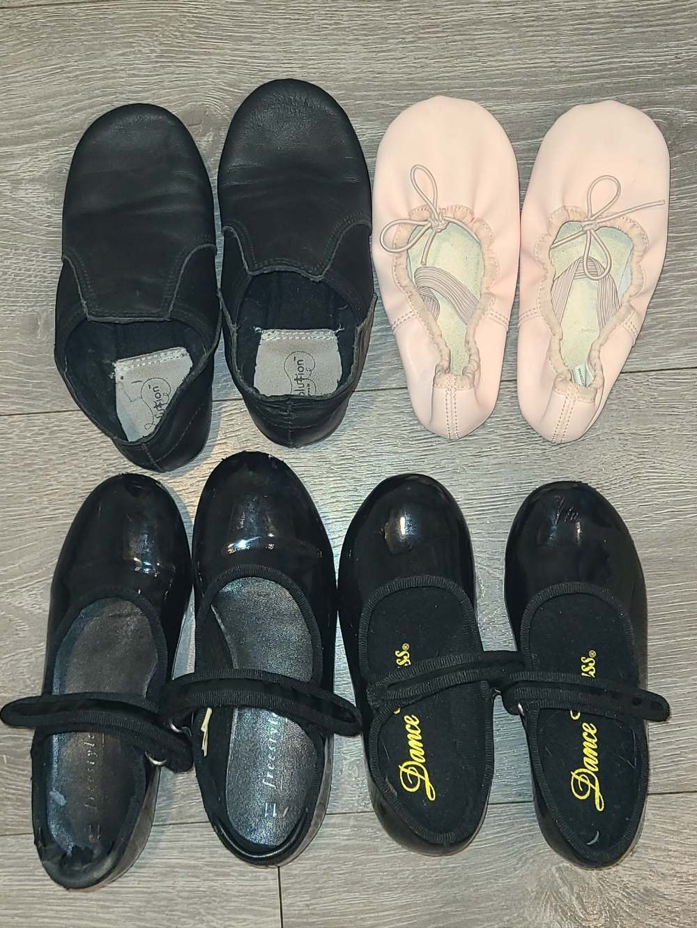 Kids Ballet, Jazz, & Tap Shoe Bundle - Black and Pink Dance Shoes